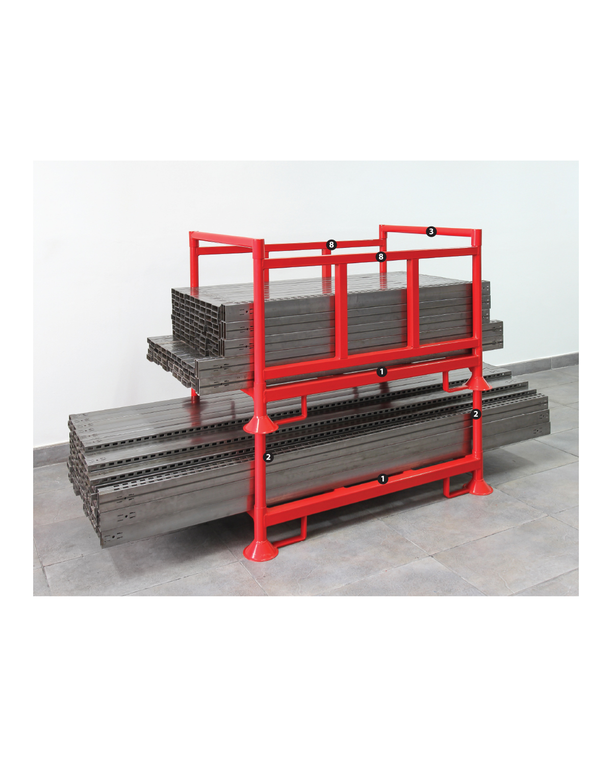 Stackable Steel Pallet, Long Spacebar, W 1200 mm