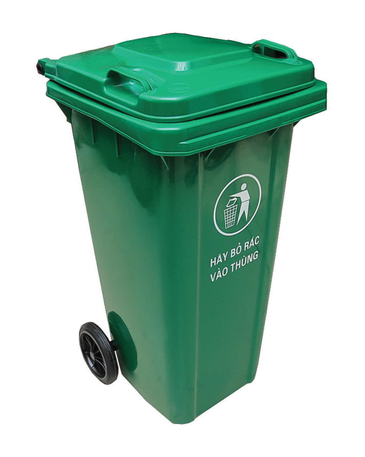 Plastic Waste Bin, Volume 100 L, Green HDPE