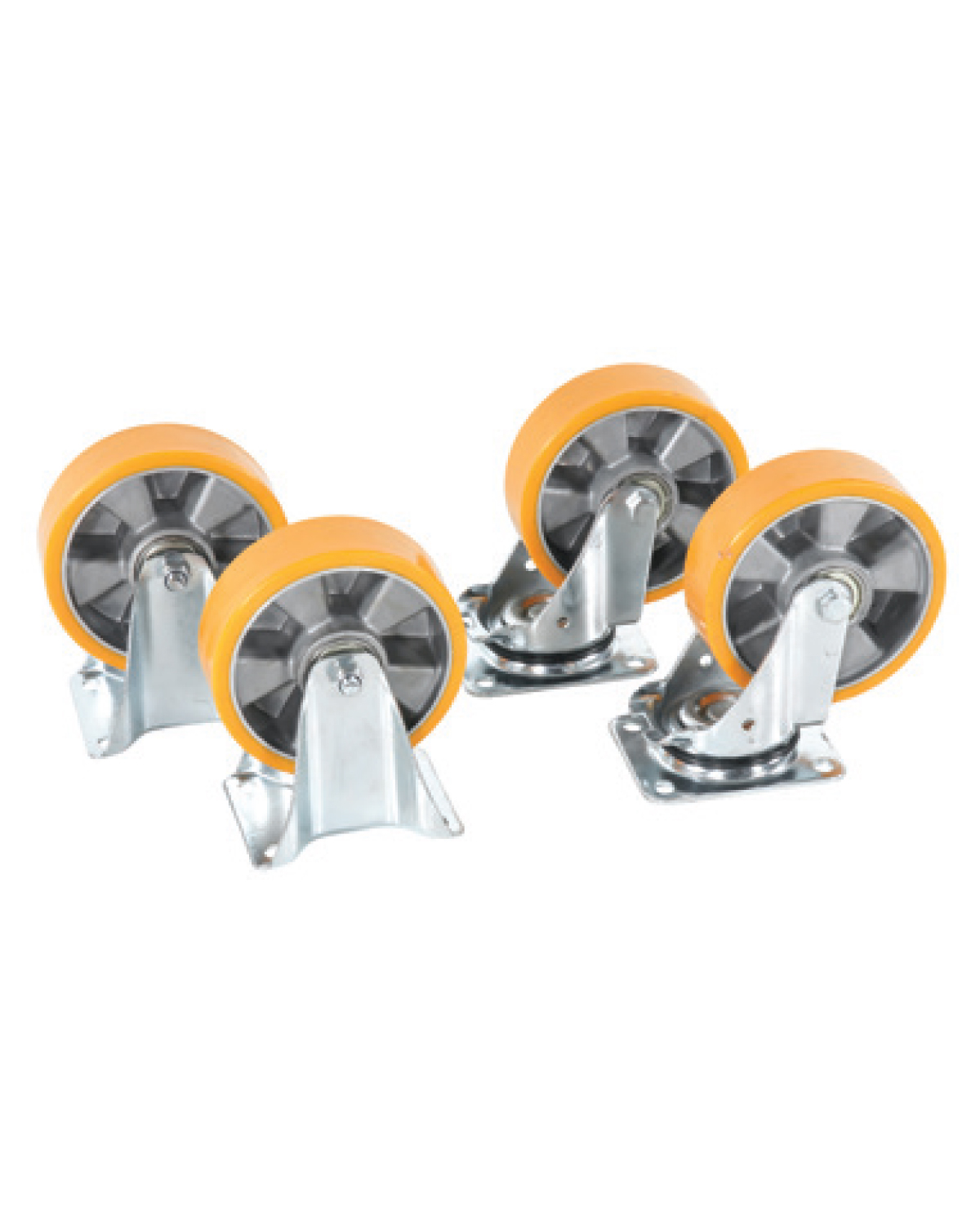 PU Wheel, set of 4, 2 fixed + 2 swivel wheels