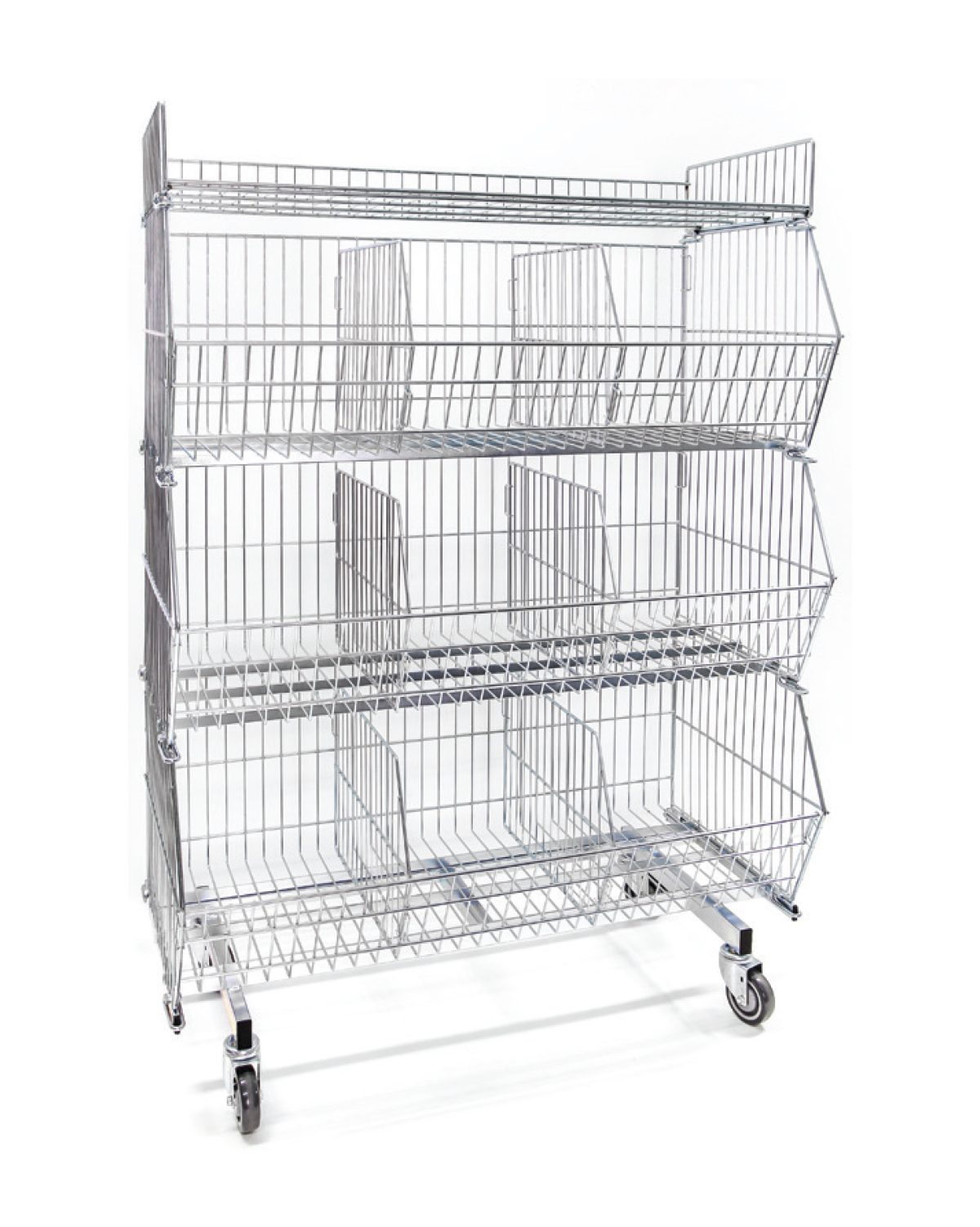 Mobile Basket Shelves, 2 dividers/basket, W 1200 mm