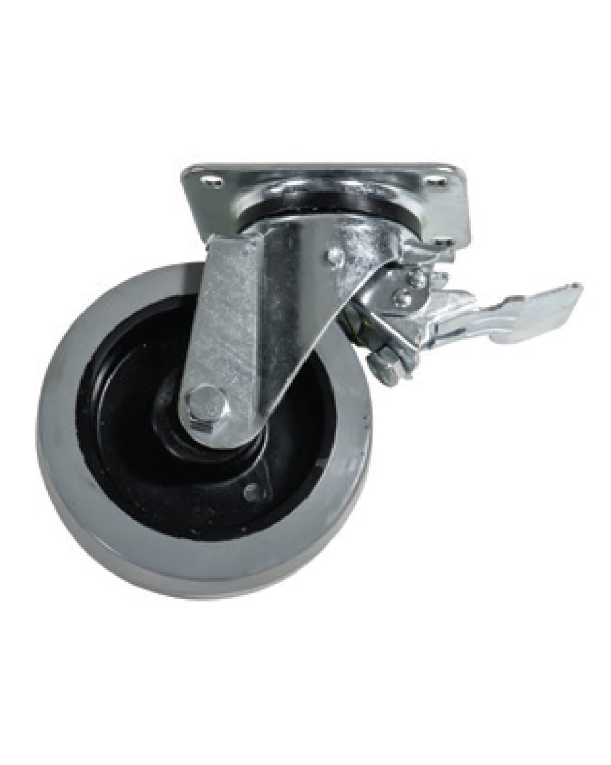 Rubber Wheel, set of 4, 2 fixed + 2 swivel wheels with brake