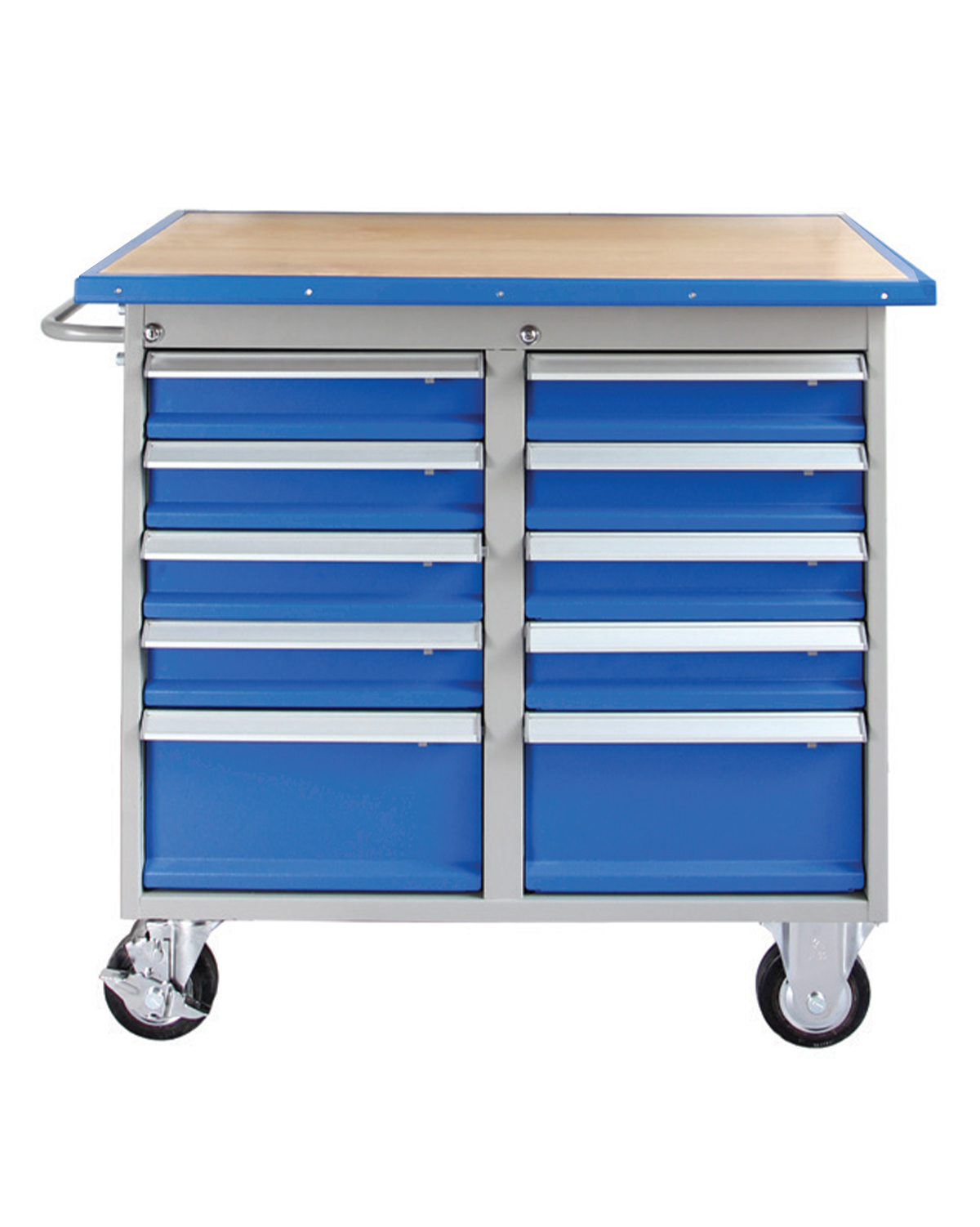 Mobile Workbench, 10 drawers, Oak worktop