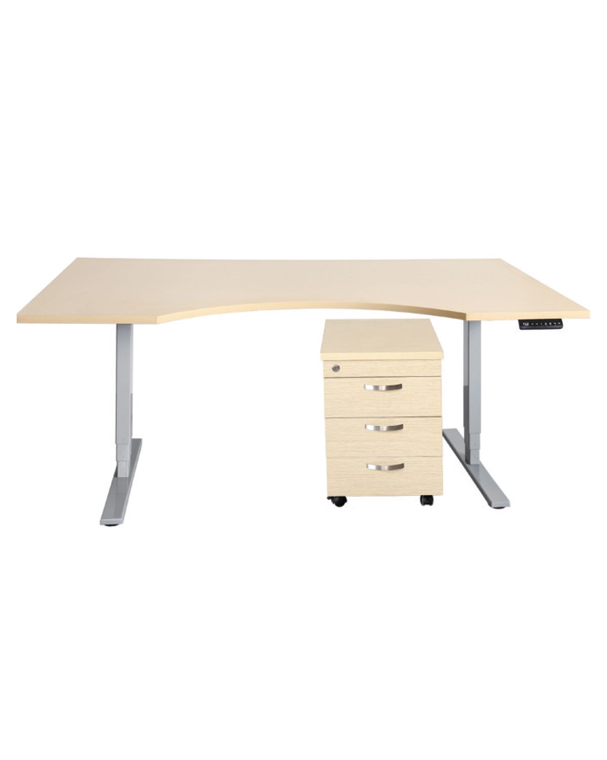 Office Standing Desk Curved + Drawer unit, W 1800 mm