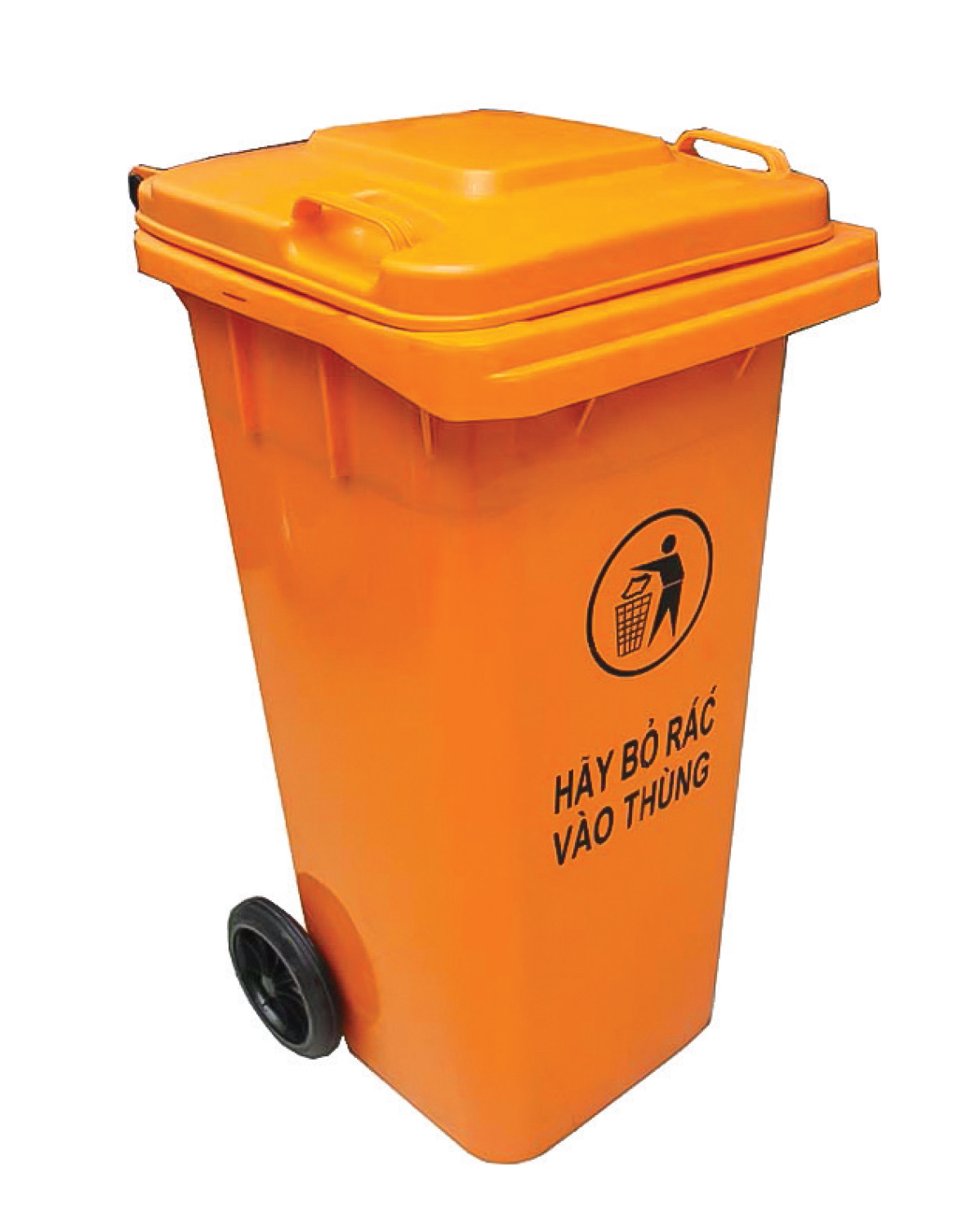 Plastic Waste Bin, Volume 120 L, Orange HDPE