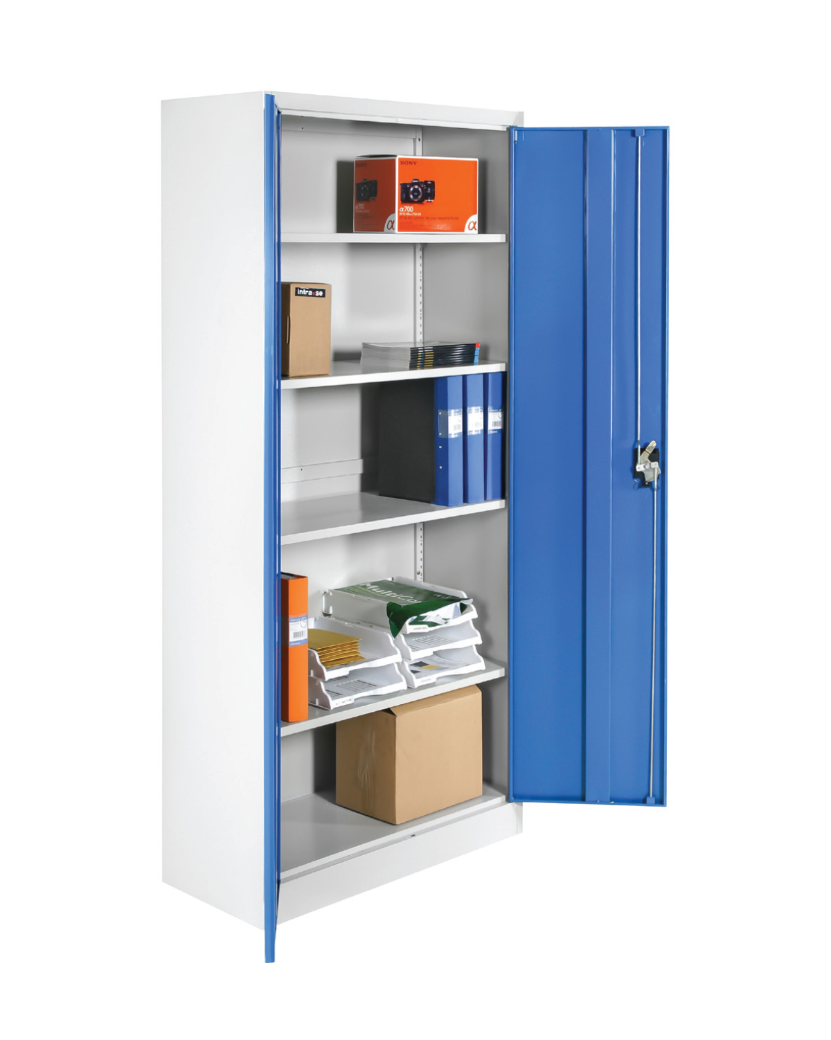 Storage Cabinet Economy, Blue/Grey, W 900 mm x H 1800 mm