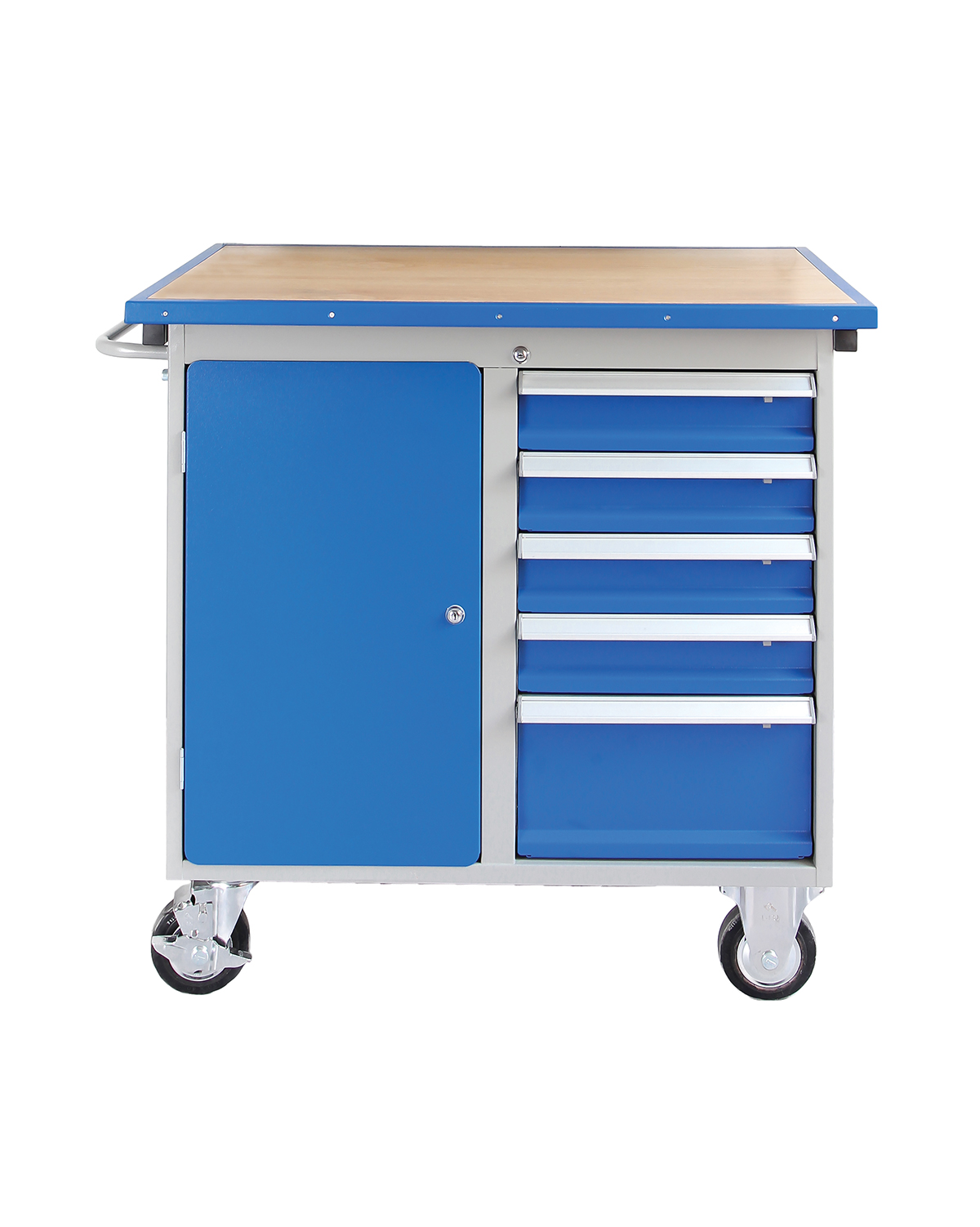 Mobile Workbench, 5 drawers, Oak worktop