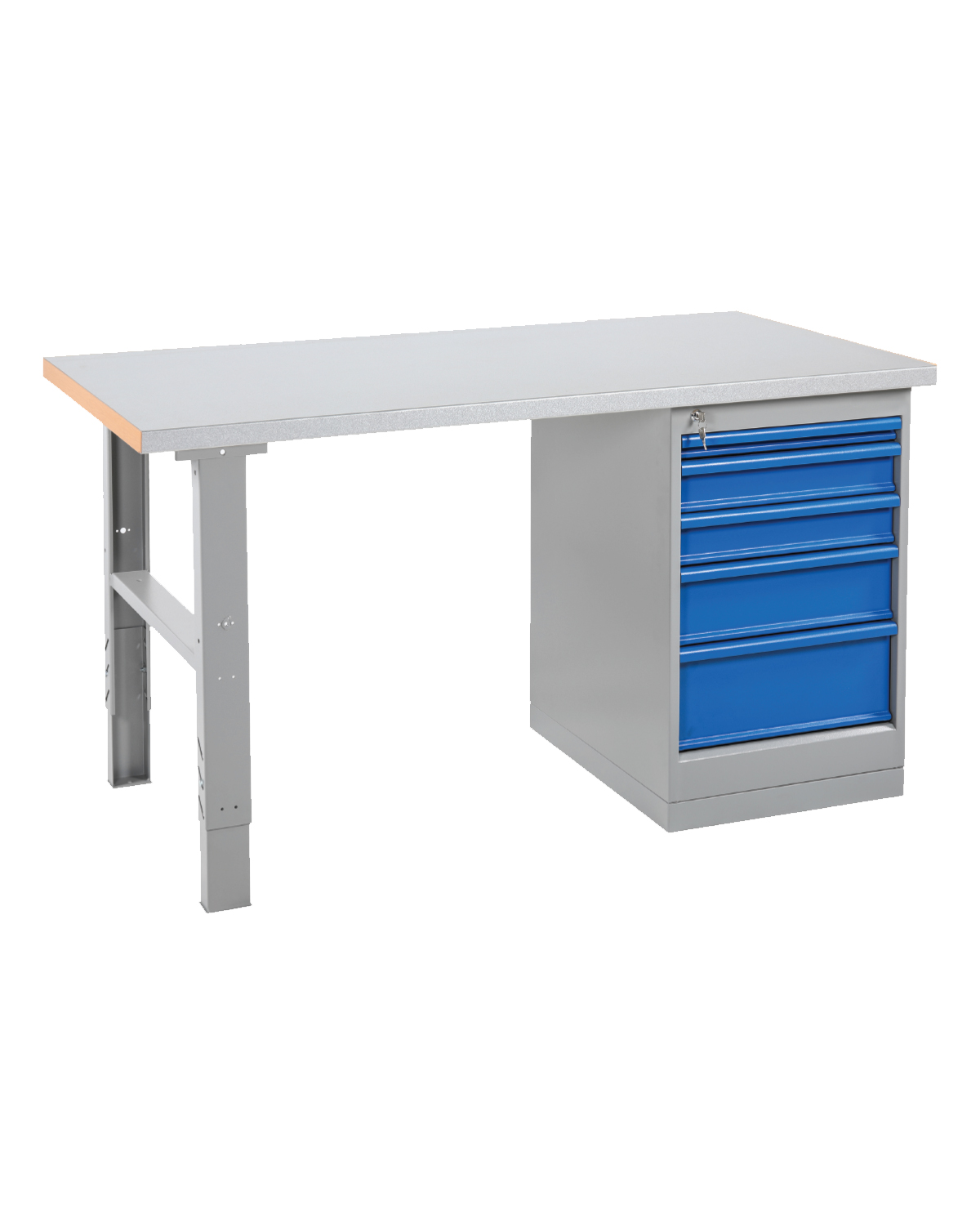 Workbench Strong, 5 drawers, Aluzink, W 1600 mm