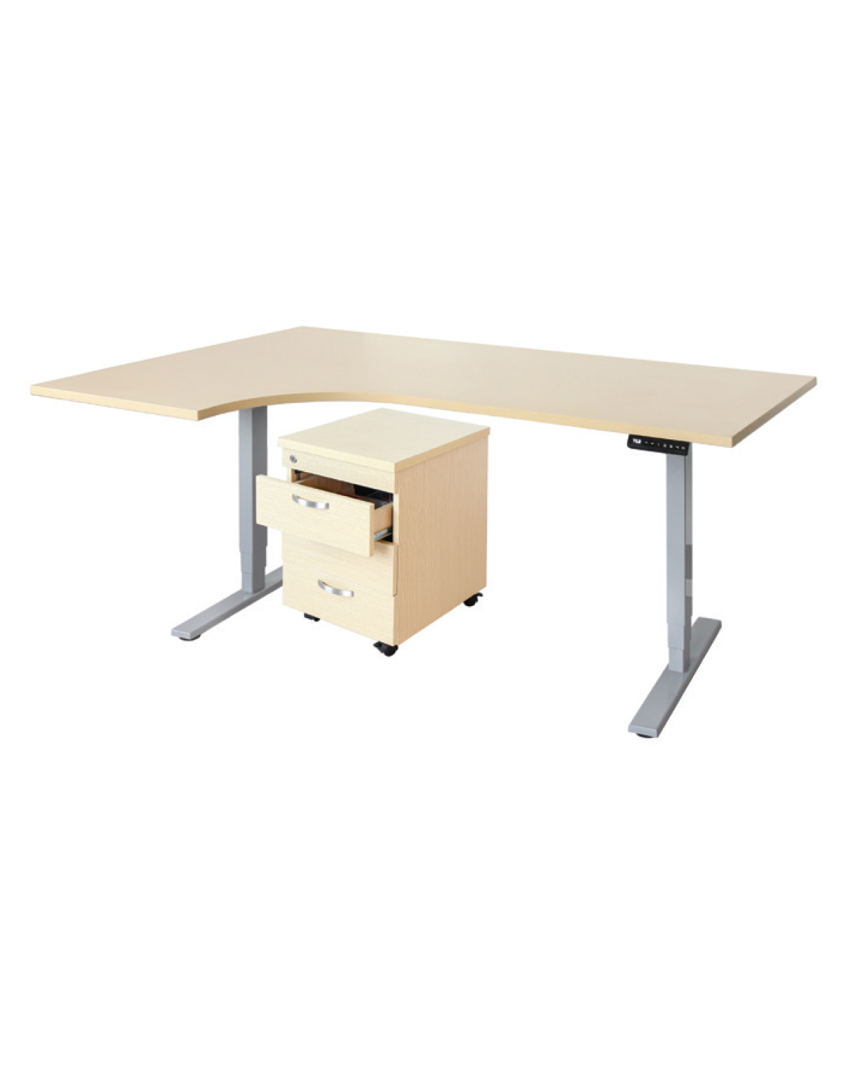 Office Standing L-Shape Desk, Left corner + Drawer unit, W 1800 mm
