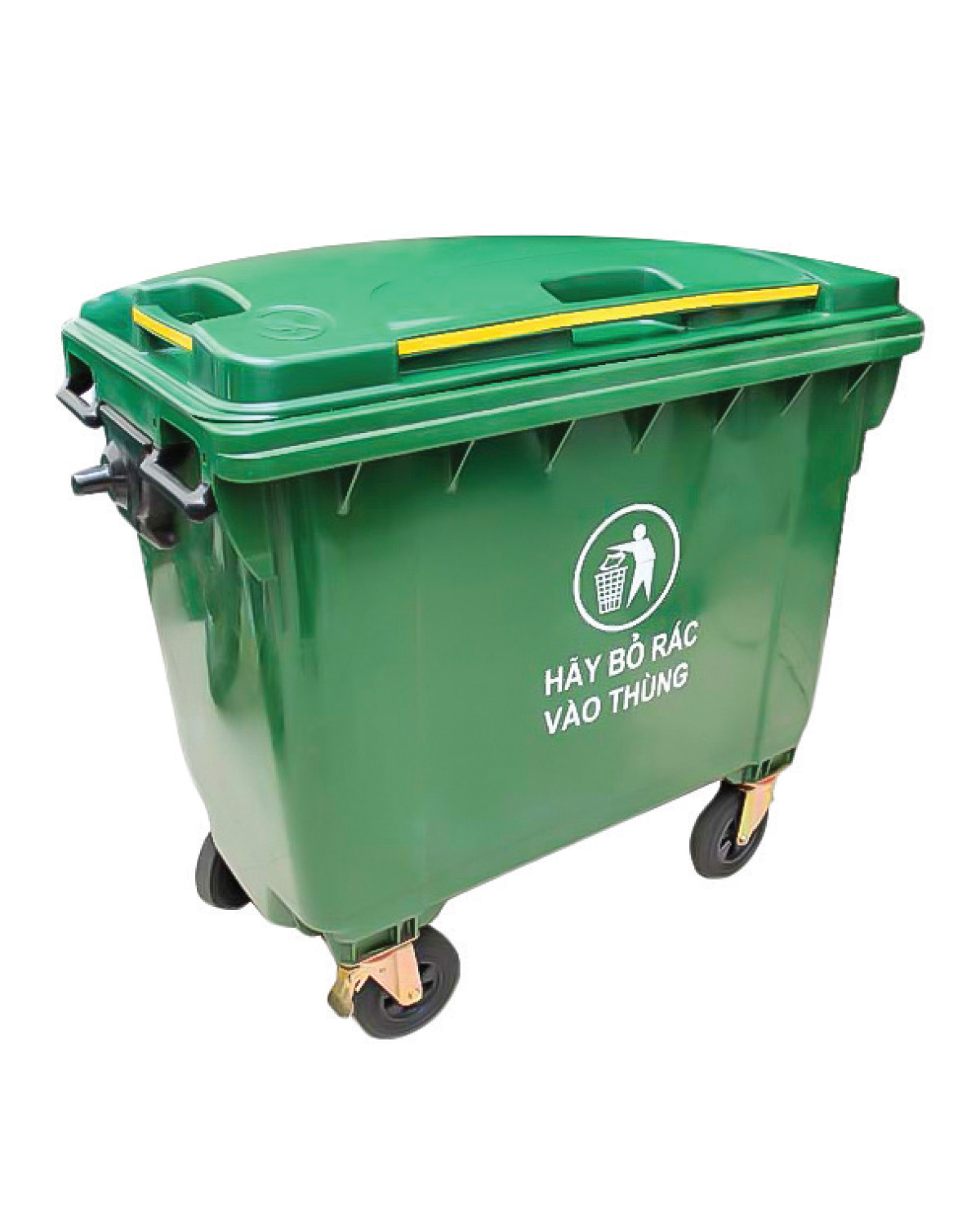 Plastic Waste Bin, Volume 660 L, Green HDPE