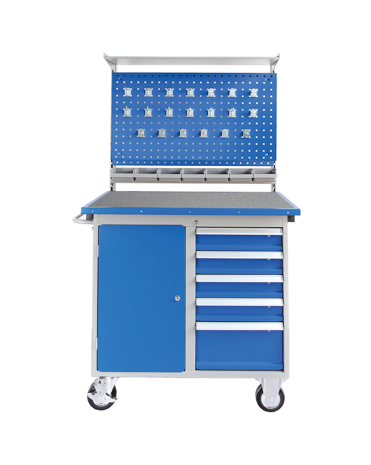 Mobile Workstation, 5 drawers, Vinyl worktop + Extension Kit