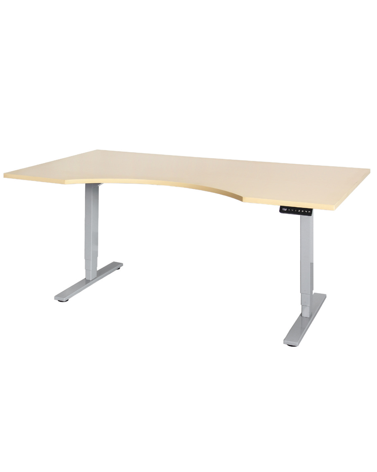Office Standing Desk, Curved, Birch, W 1800 mm