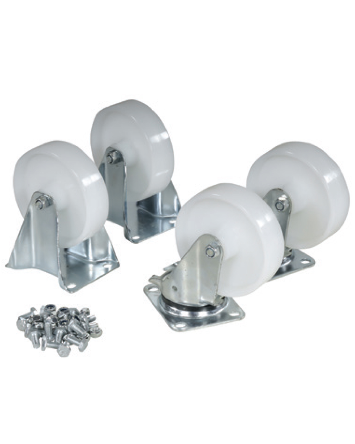 Nylon Wheel, set of 4, 2 fixed + 2 swivel wheels