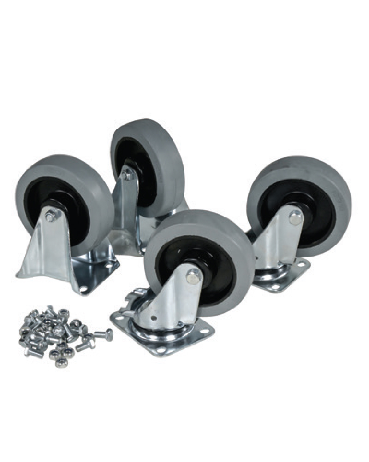 Rubber Wheel, set of 4, 2 fixed + 2 swivel wheels