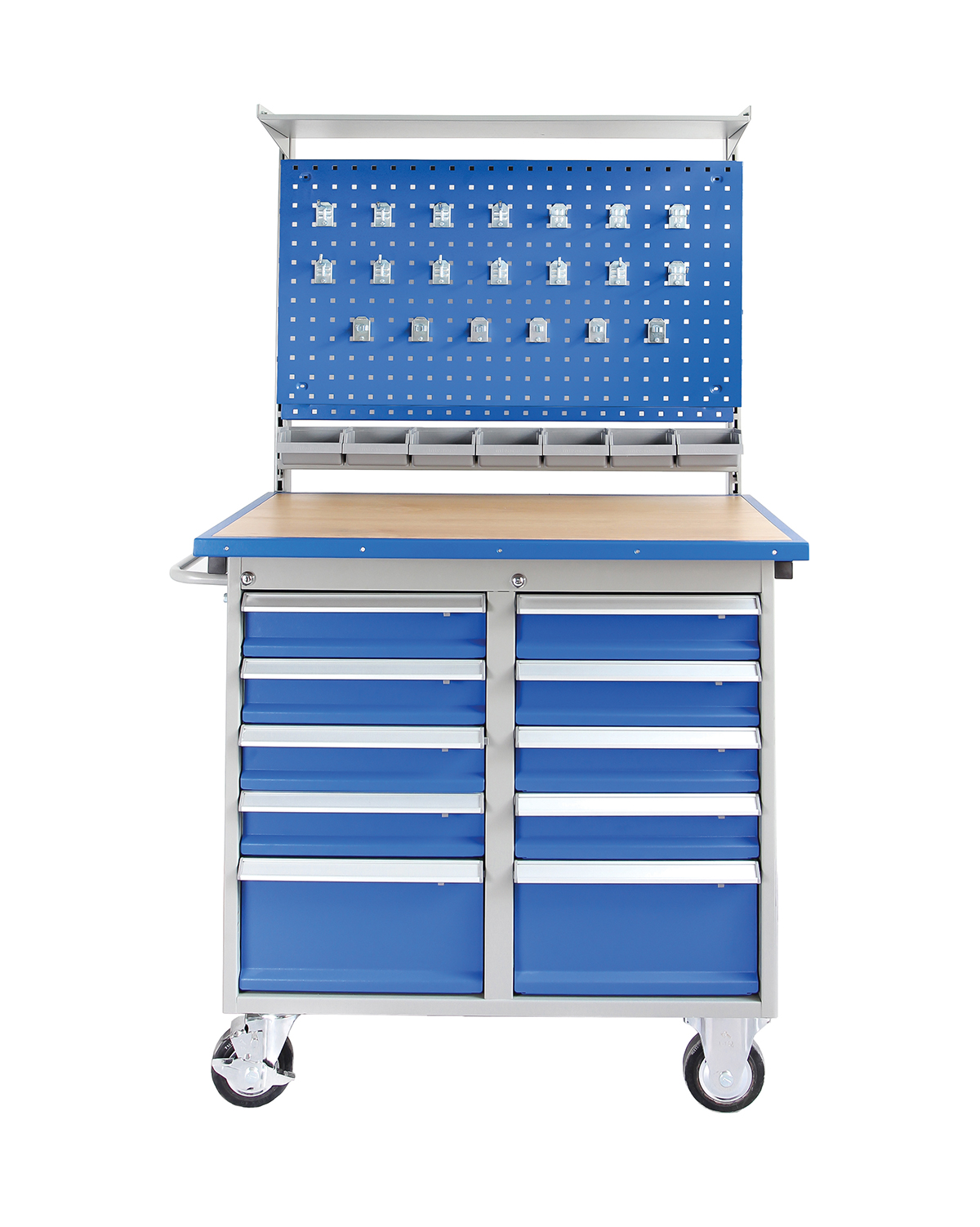 Mobile Workstation, 10 drawers, Oak worktop + Extension Kit