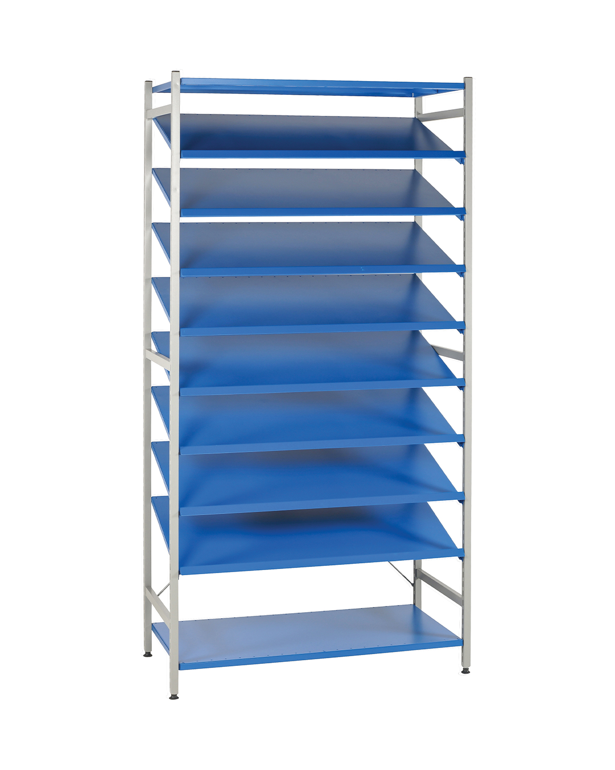 STORAGE Shelf, 8 Angled + 2 Straight shelves, W 1000 mm