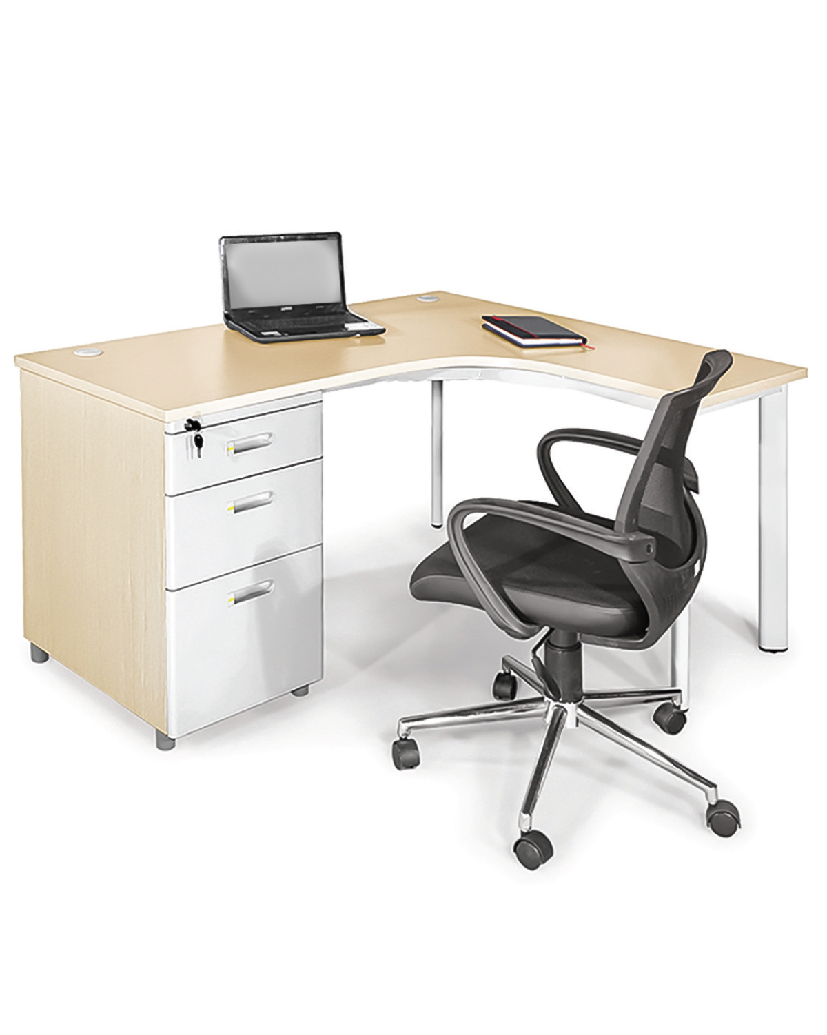 L-Shape Corner Desk, 3-drawer, W 1400 mm, Right corner