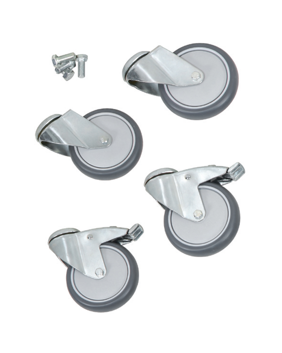 Rubber Wheel set, 4 swivel wheels, 2/brake