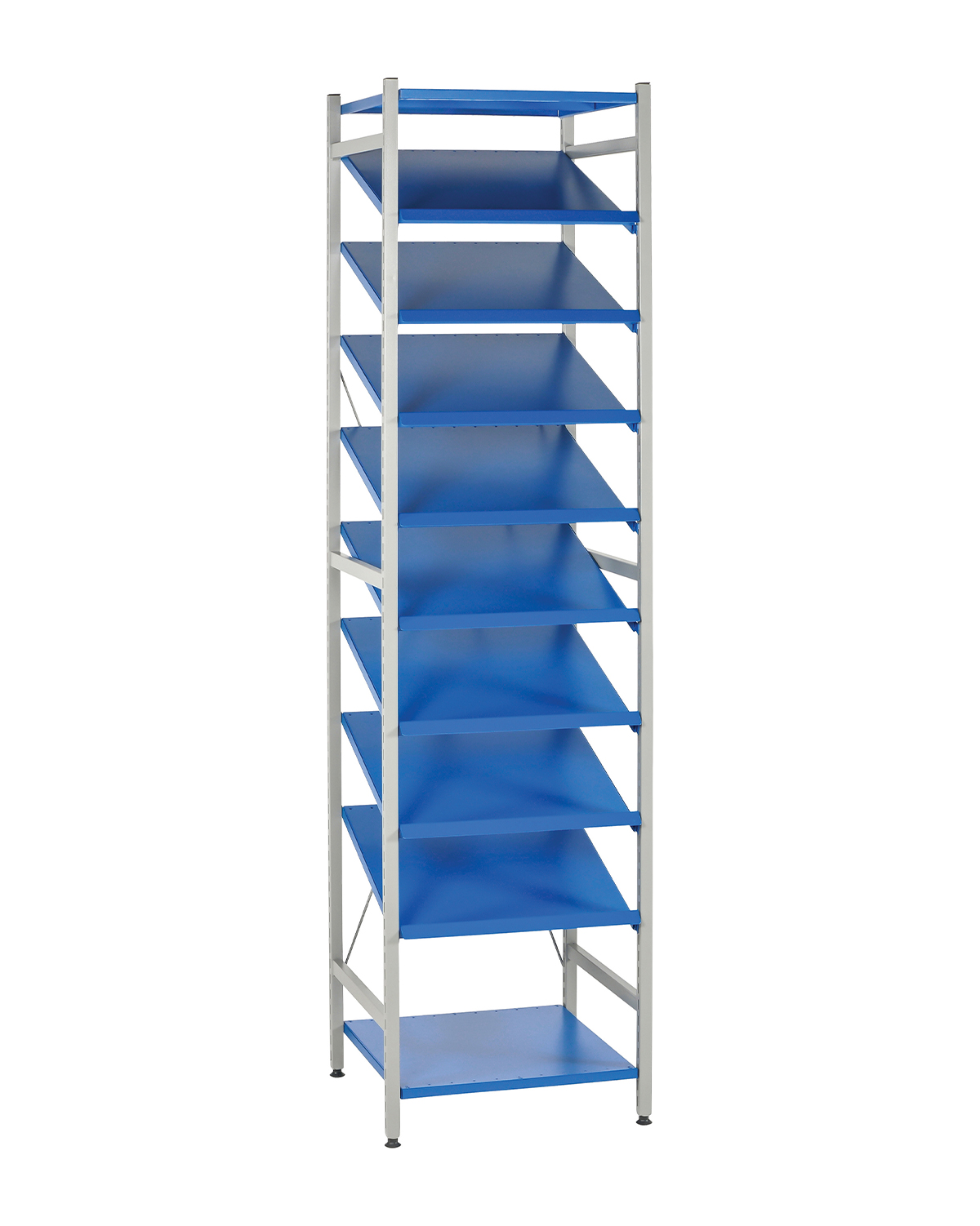 STORAGE Shelf, 8 Angled + 2 Straight shelves, W 500 mm