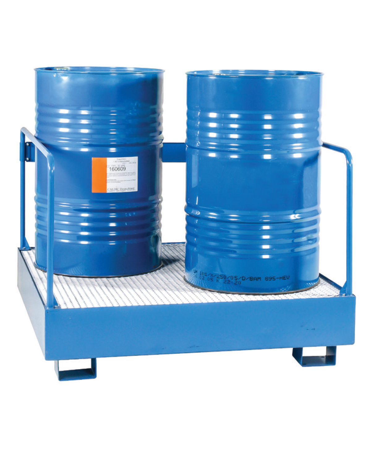 Drum Pallet Vertical + Safety rail, 4 drums, Volume 440 L